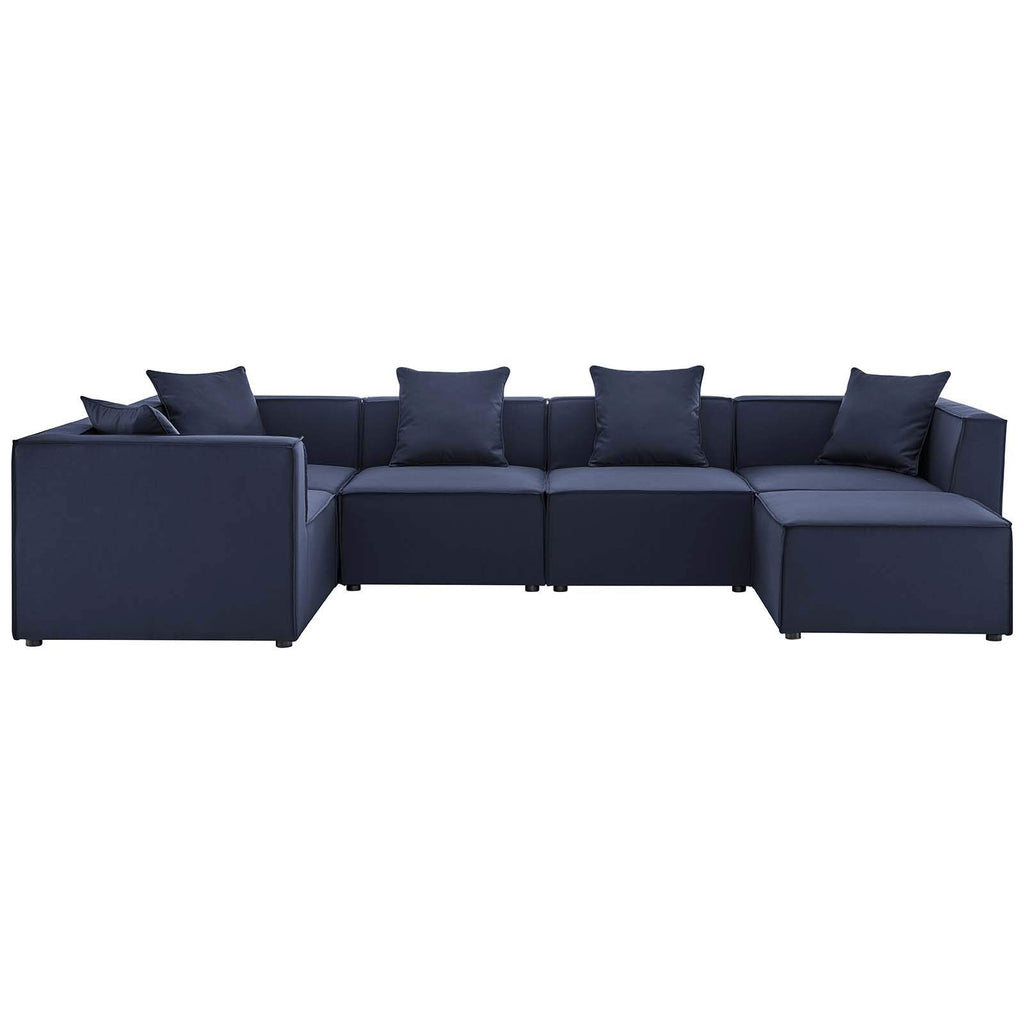 Modway Eei-4386-Nav Saybrook Patio Upholstered Sectional Sofa In Navy, 6-Piece Set
