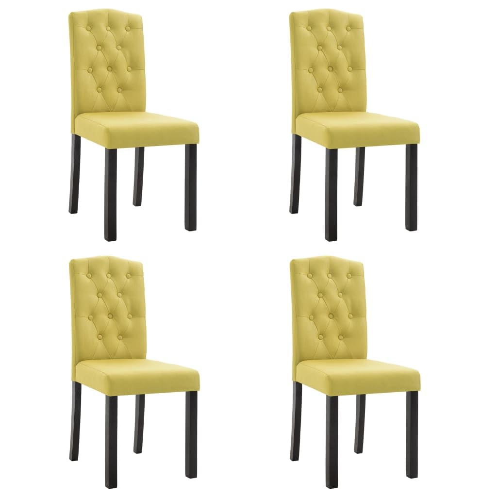 vidaXL Dining Chairs 4 Pcs, Side Chair with Solid Wood Legs, Upholstered Fabric Accent Chair for Home Kitchen Living Room, Green