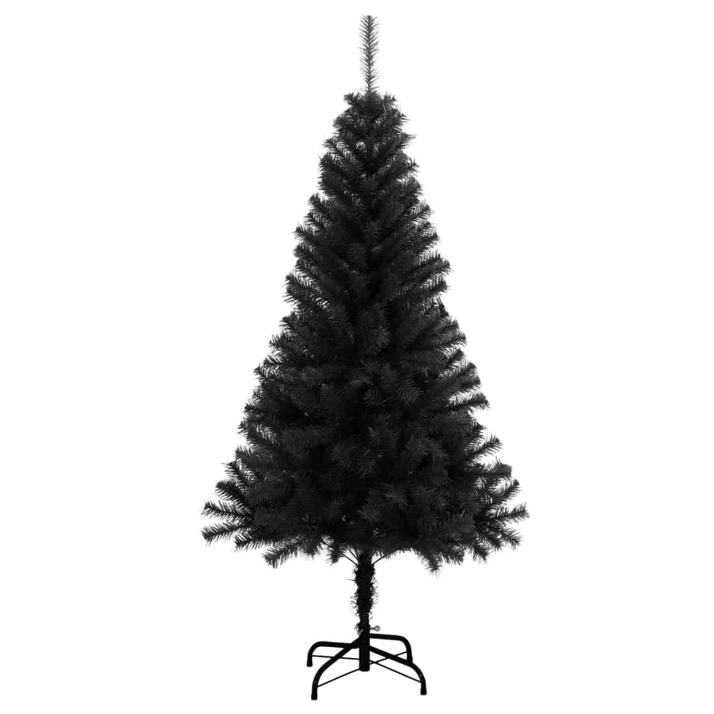 vidaXL Black Artificial Christmas Tree with Stand, 5 ft PVC Indoor & Outdoor, Durable & Economical Christmas Tree, Easy Assembly, Full-Bodied, Modern Holiday Decoration, Without Ornaments