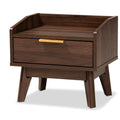 Baxton Studio Lena 17 Wide Walnut Brown 1-Drawer Nightstand