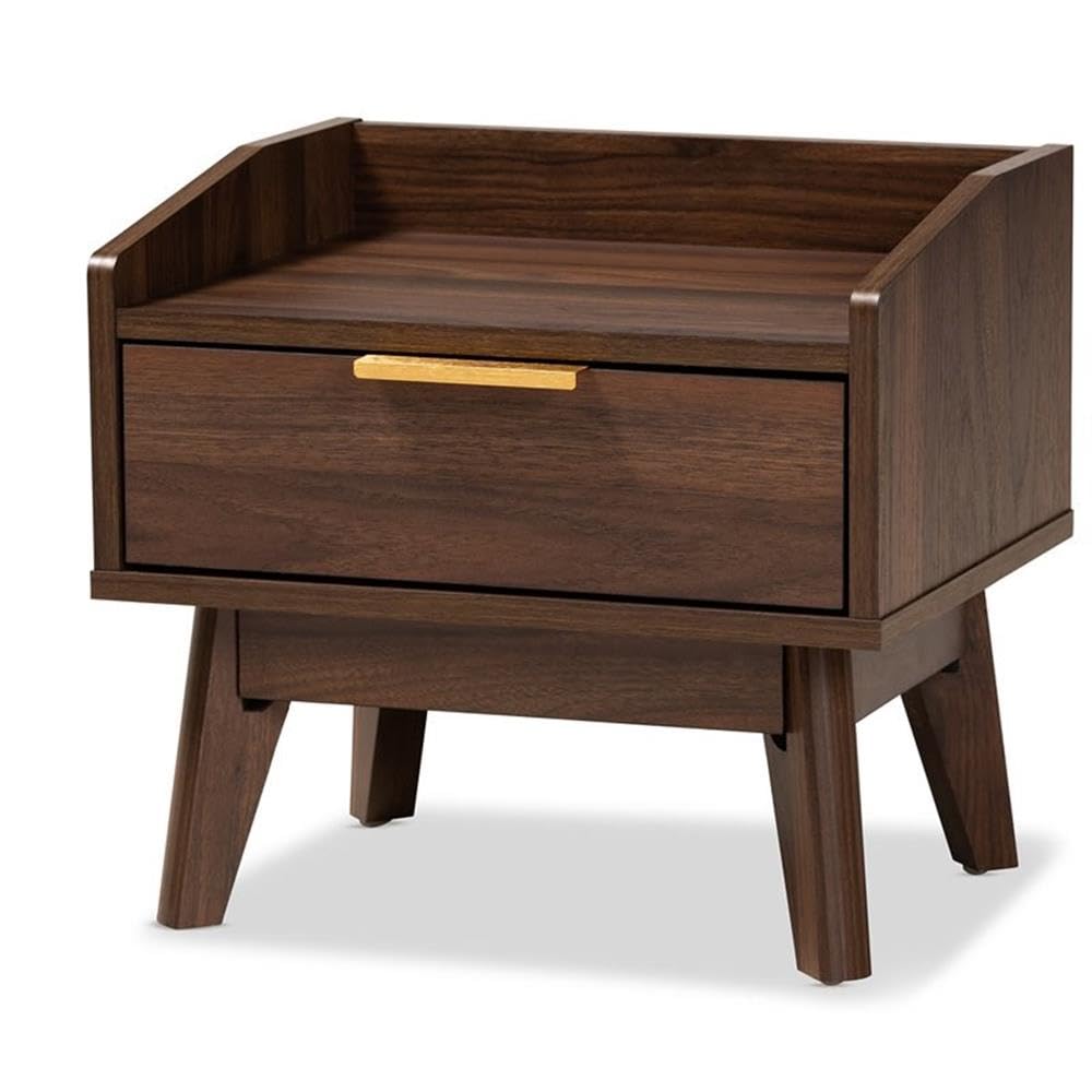 Baxton Studio Lena 17 Wide Walnut Brown 1-Drawer Nightstand