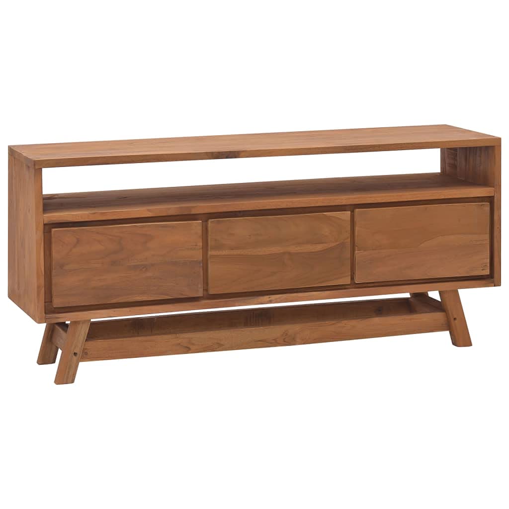 vidaXL TV Stand - Handmade Wood Cabinet with Storage Drawers - Durable Solid Teak Construction - 43.3&quot;x11.8&quot;x19.7&quot; - Rustic Brown
