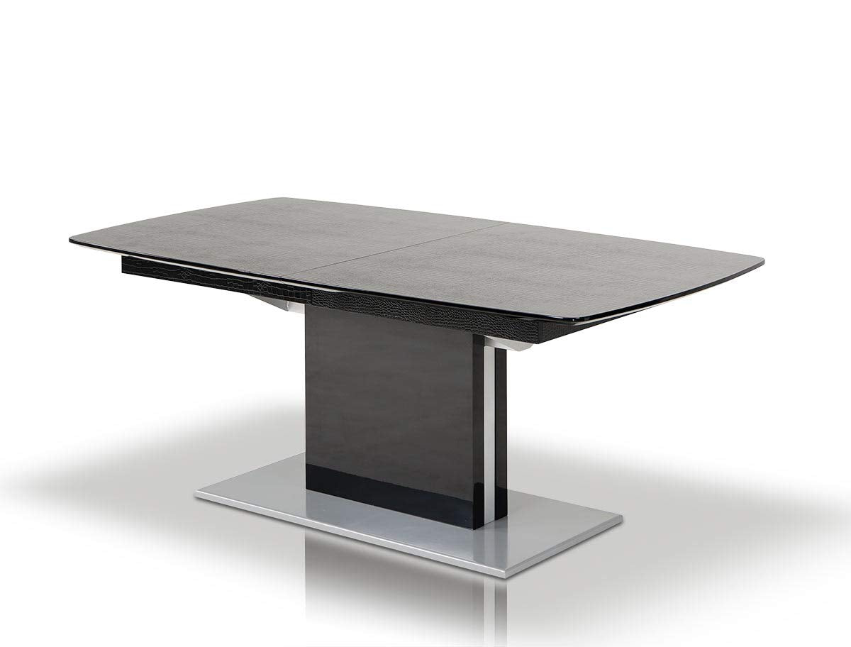 HomeRoots MDF, Hardwood, Metal 30' Black Crocodile MDF, Hardwood, and Metal Dining Table