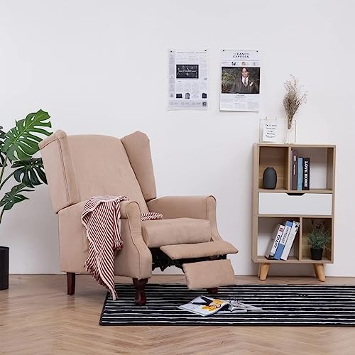 vidaXL Armchair, Wingback Recliner Chair with Padded Seat Cushion, Upholstered French Chair for Home Living Room Bedroom, Cream Fabric