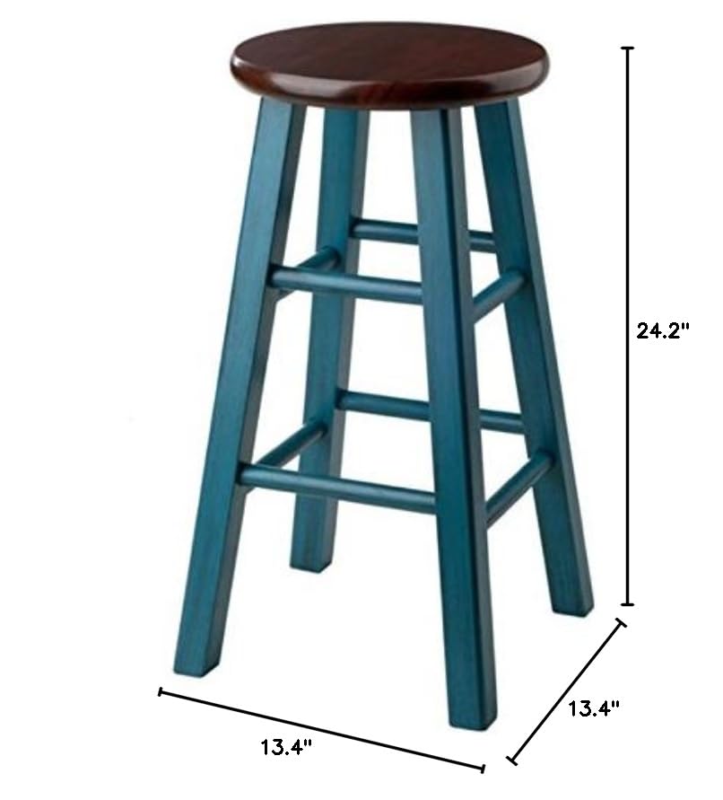 Ergode Rustic Teal Wood Ivy Counter Stool - Versatile & Stable, 24' Height
