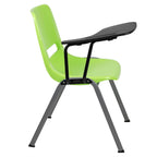 Flash Furniture Hercules Green Ergonomic Shell Chair With Right Handed Flip-Up Tablet Arm