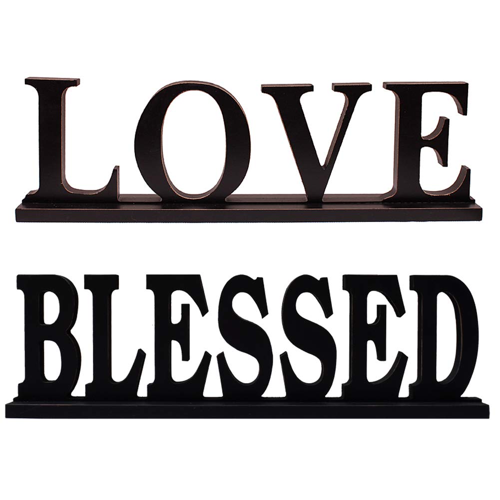 E-view Wooden Family Sign for Home Decor - Decorative Letters Tabletop Word Plaque Home D  cor Accents (Set of 2-d)