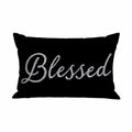Mugod Throw Pillow Case White Highlights Blessed On Black Ground,Waist Lumbar Cushion Cover Sofa Home Decorative Rectangle Oblon