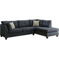 Acme ACM Laurissa Sectional Sofa and Ottoman with 2 Pillows in Dark Blue