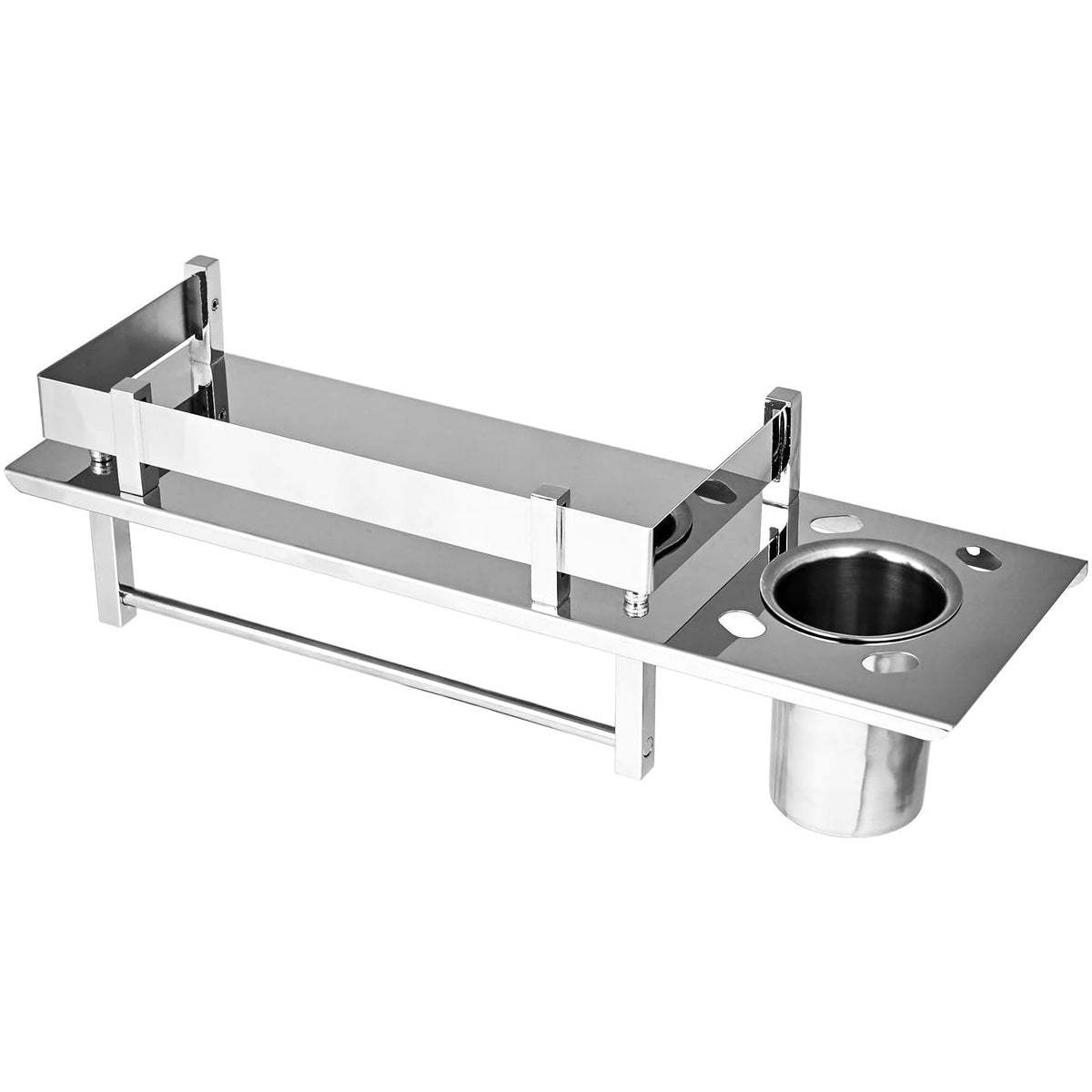Pivalo 3 in 1 304 Grade Stainless Steel Bathroom Shelf Multipurpose Home Accessories Organizer Set Corner Wall Mount Rack with M