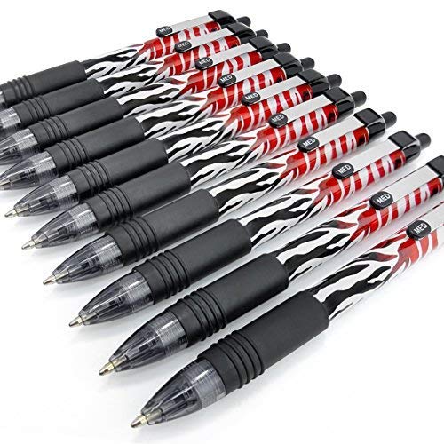 Zebra Z-Grip Smooth - Retractable Ballpoint Pen - Limited Edition Funky Flame Stripe Design - Pack Of 10 - Black Ink