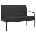 vidaXL Modern Black Patio Bench with Removable Cushion in Sturdy Poly Rattan and Powder-Coated Steel Frame - Ideal for Outdoor Living, Garden Seat with High Load Capacity