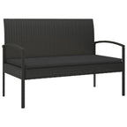 vidaXL Modern Black Patio Bench with Removable Cushion in Sturdy Poly Rattan and Powder-Coated Steel Frame - Ideal for Outdoor Living, Garden Seat with High Load Capacity