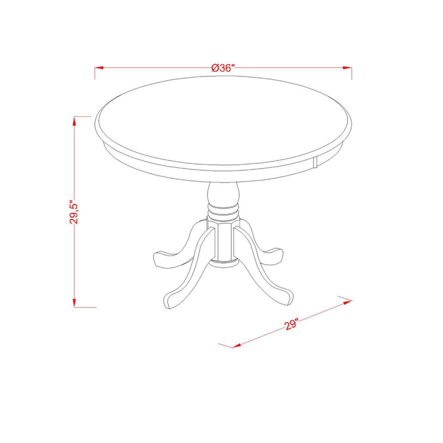 East West Furniture Anba5-Lwh-01 5 Piece Modern Dining Table Set Includes A Round Kitchen Table With Pedestal And 4 Cream Linen Fabric Parsons Dining Chairs, 36X36 Inch, Linen White