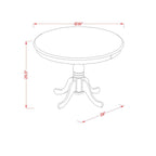 East West Furniture Anfl5-Abk-21 5 Piece Dinette Set For 4 Includes A Round Kitchen Table With Pedestal And 4 Blue Linen Fabric Parsons Dining Chairs, 36X36 Inch, Wirebrushed Black