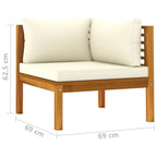 vidaXL Solid Acacia Wood Patio Lounge Set 8 Piece with Cream Cushion Outdoor Garden Terrace Wooden Modular Sofa Seating Seat Sitting Chair Furniture