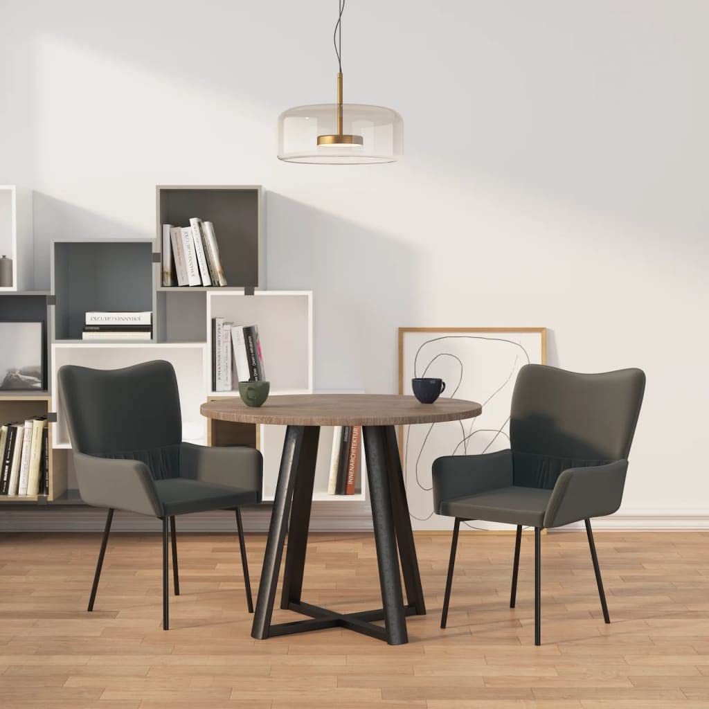 vidaXL Dining Chairs - Soft Dark Gray Velvet Upholstery, Comfortable Foam-Padded Armrest and Backrest, Sturdy Metal and Plywood Frame, Easy Assembly