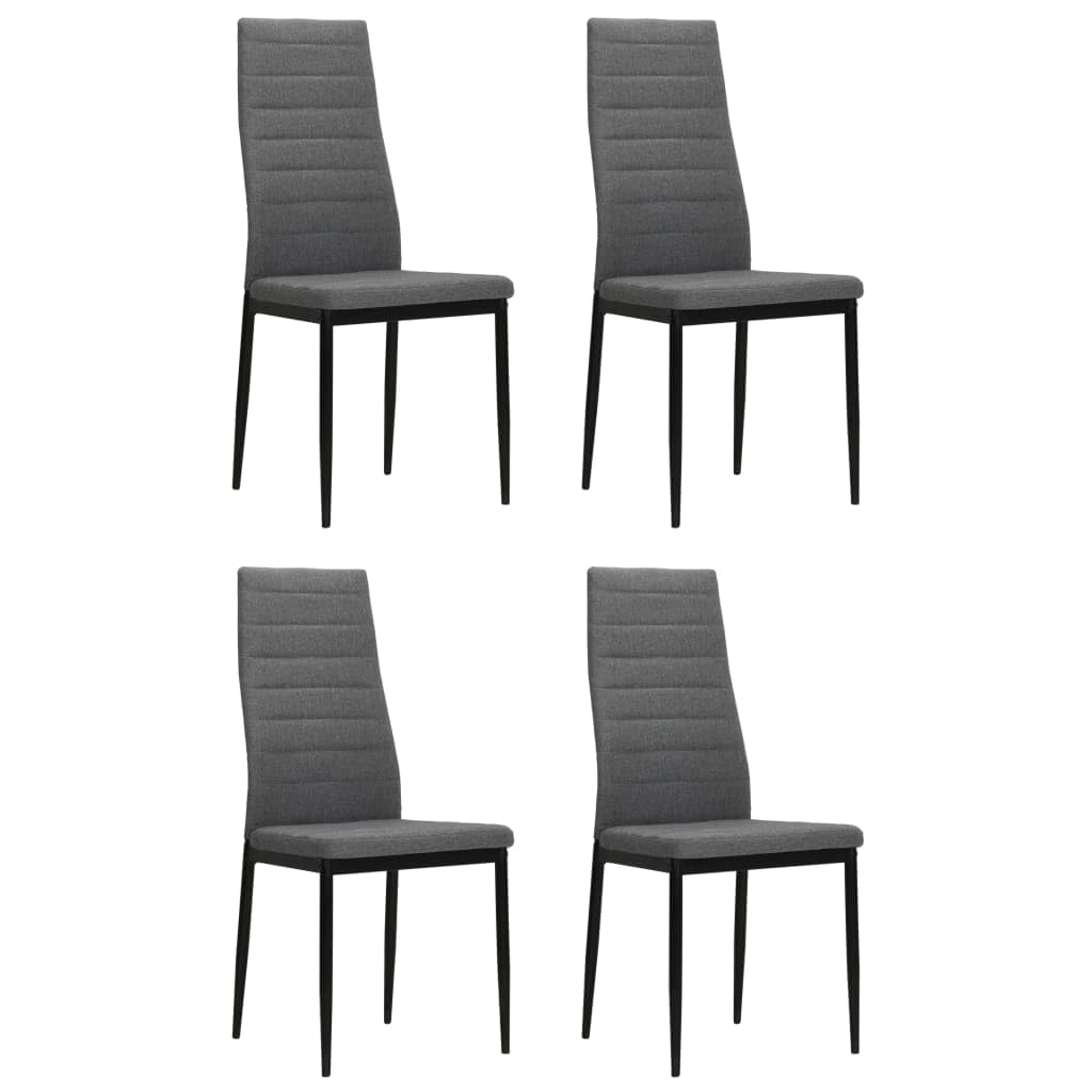 vidaXL Modern Dining Chairs Set of 4 - Light Gray Fabric Upholstered Chairs with a Sturdy Steel Frame - Ergonomically Designed