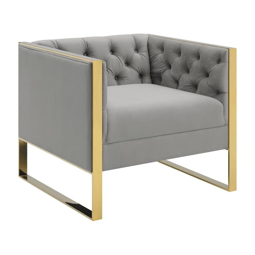 Coaster Home Furnishings 3-Piece Contemporary Velvet Tufted Back Sofa Set in Gray