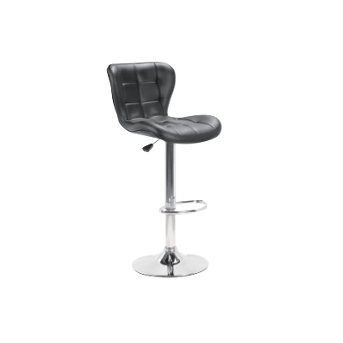 Elama 2 Piece Adjustable Faux Leather Bar Stool in Black with Chrome Base (ELM-735B)