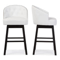 Baxton Studio Avril Modern and Contemporary White Faux Leather Tufted Swivel Barstool with Nail heads Trim