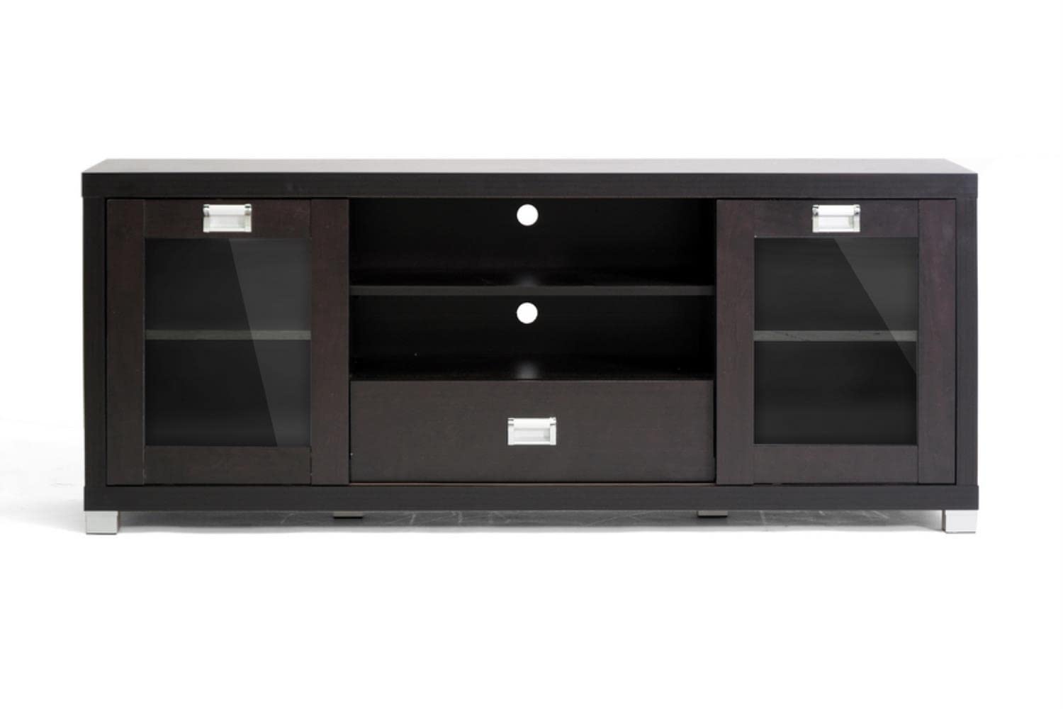 Baxton Studio Matlock Modern TV Stand with Glass Doors