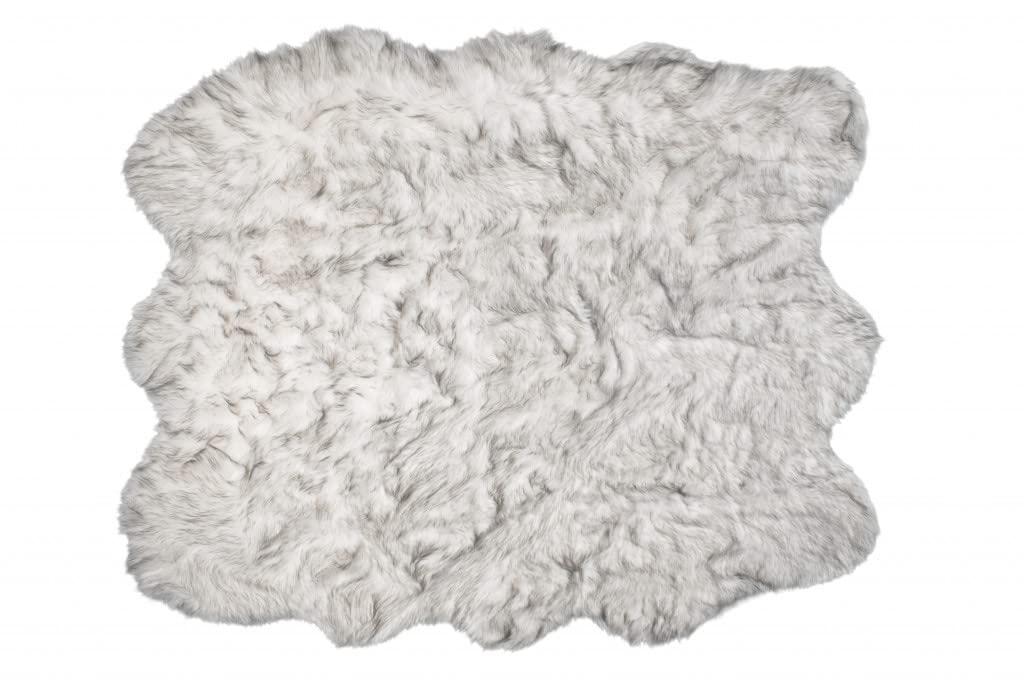 HomeRoots 5' X 6' Grey Ombre Faux Sheepskin Non Skid Area Rug