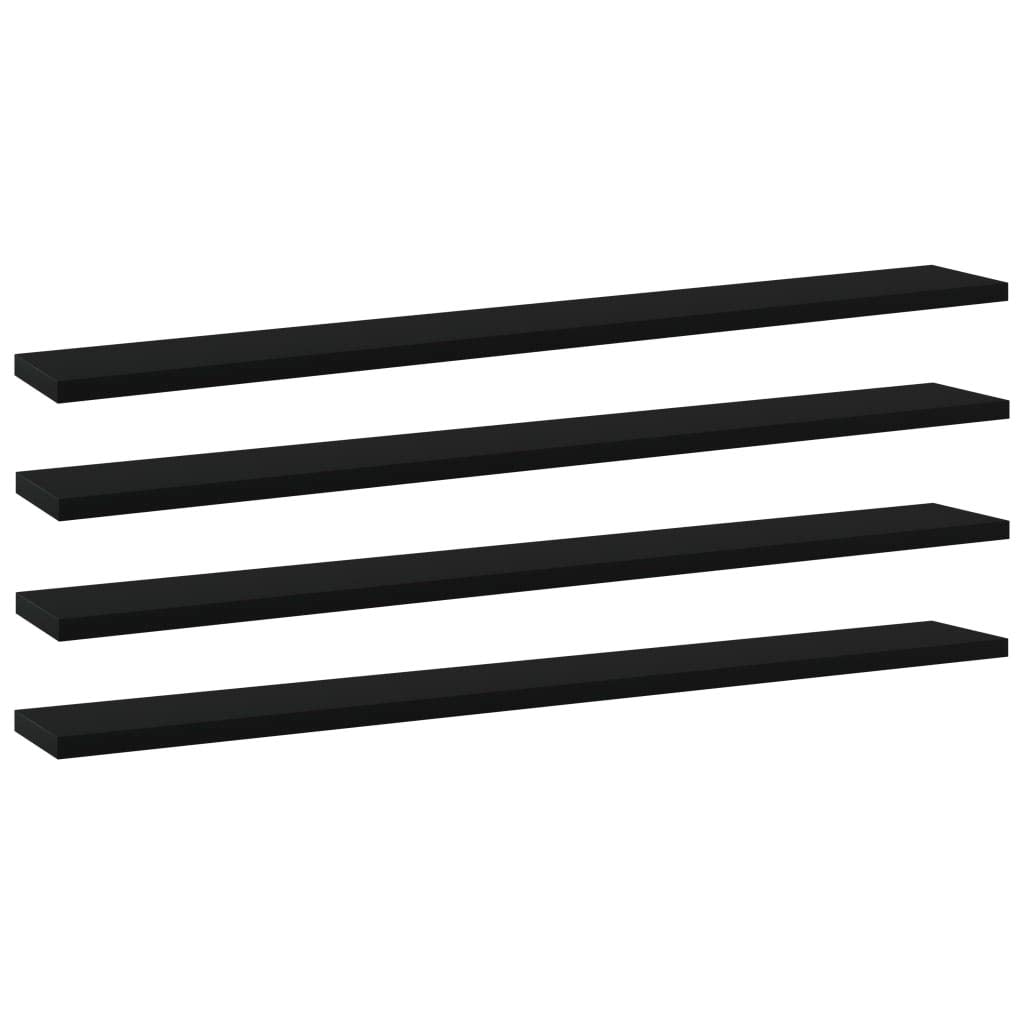 Bookshelf Boards -SKM Bookshelf Boards 4 pcs Black 31.5&quot;x3.9&quot;x0.6&quot; Chipboard