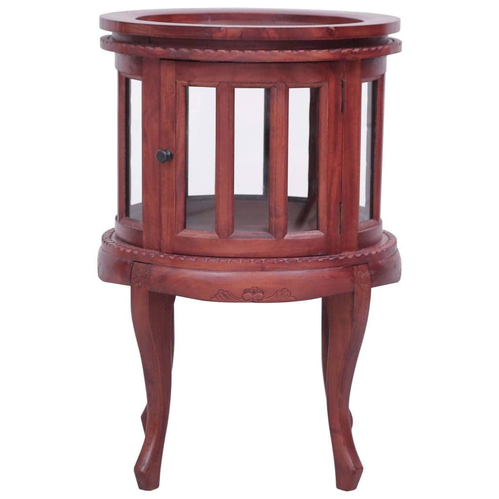 vidaXL Side Cabinet - Vitrine Display Case Brown 19.7&quot;x19.7&quot;x29.9&quot; - Solid Mahogany Wood, Brass Knobs, Sturdy Glass Doors - Convenient Storage Space Designed for Elegant Interior Decor