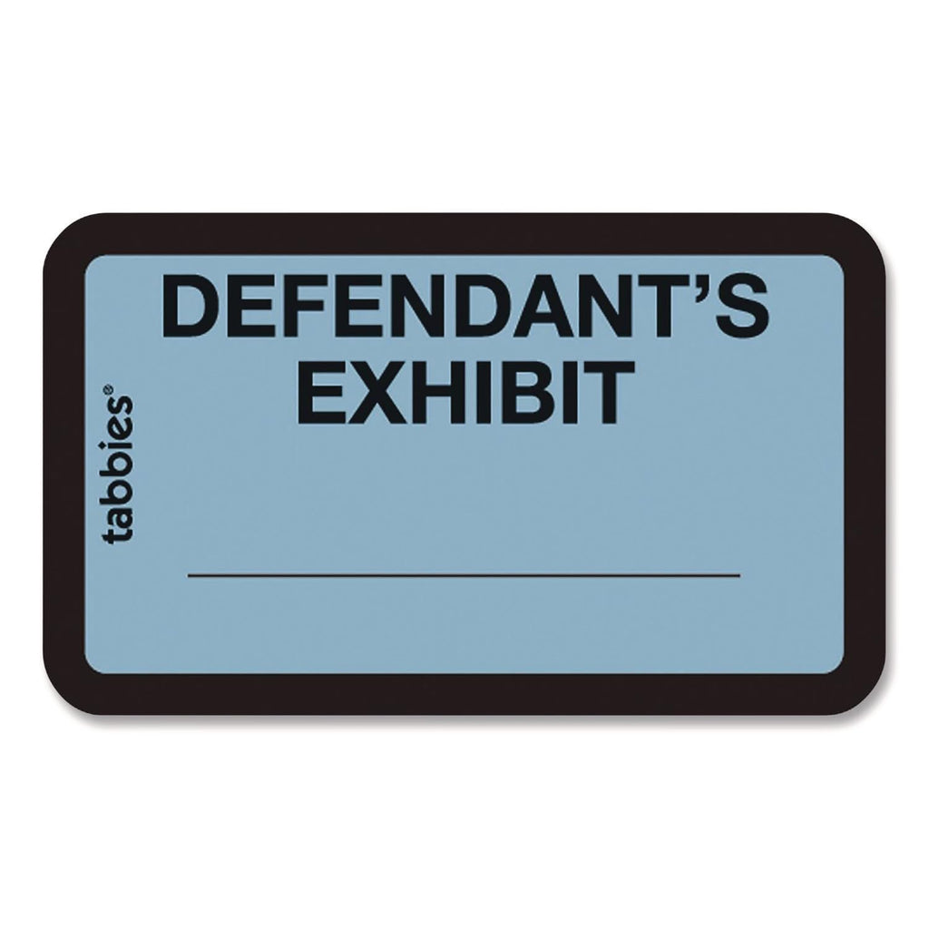 Tabbies Legal Exhibit Labels, Defendant'S Exhibit, 1.63 X 1, Blue, 9/Sheet, 28 Sheets/Pack, 252 Labels/Pack