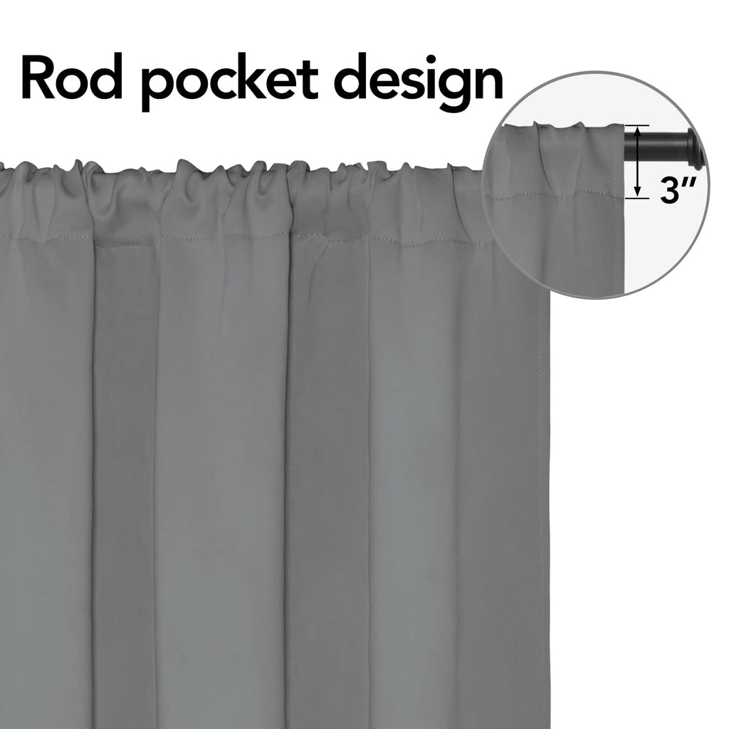 Easy-Going Rod Pocket Blackout Curtains For Bedroom, Room Darkening Window Curtains For Living Room, Thermal Insulated Noise Reduction Solid Window Drapes, 2 Panels(42X54 In, Light Gray)