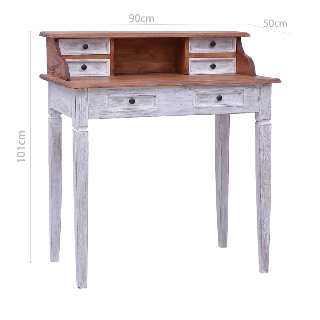 vidaXL Reclaimed Wood Writing Desk- Rustic Charm, Ample Storage with Drawers and Compartment, Suitable for Office or Living Room