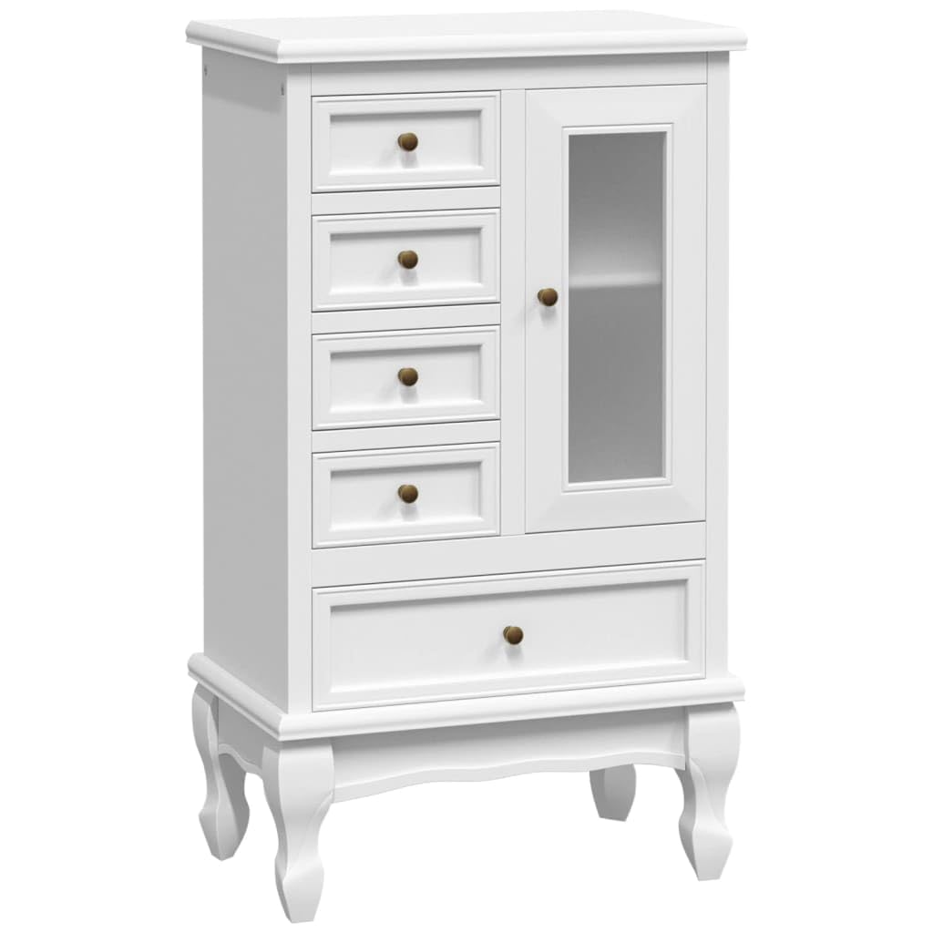 White Cabinet with 5 Drawers 2 Shelves