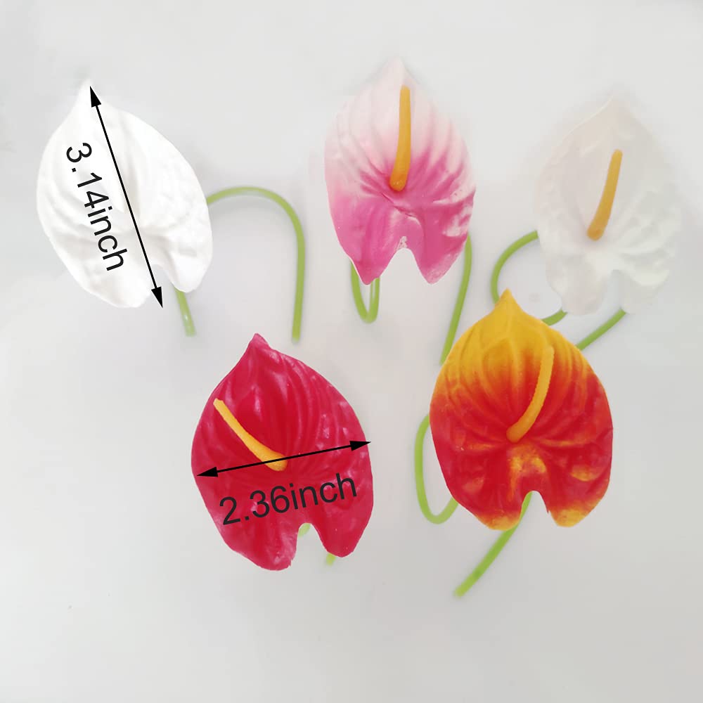 20Pcs Artificial Anthurium Flowers Real Touch Fake Flower For Home Decor Floral Arrangements Bouquets (Red)