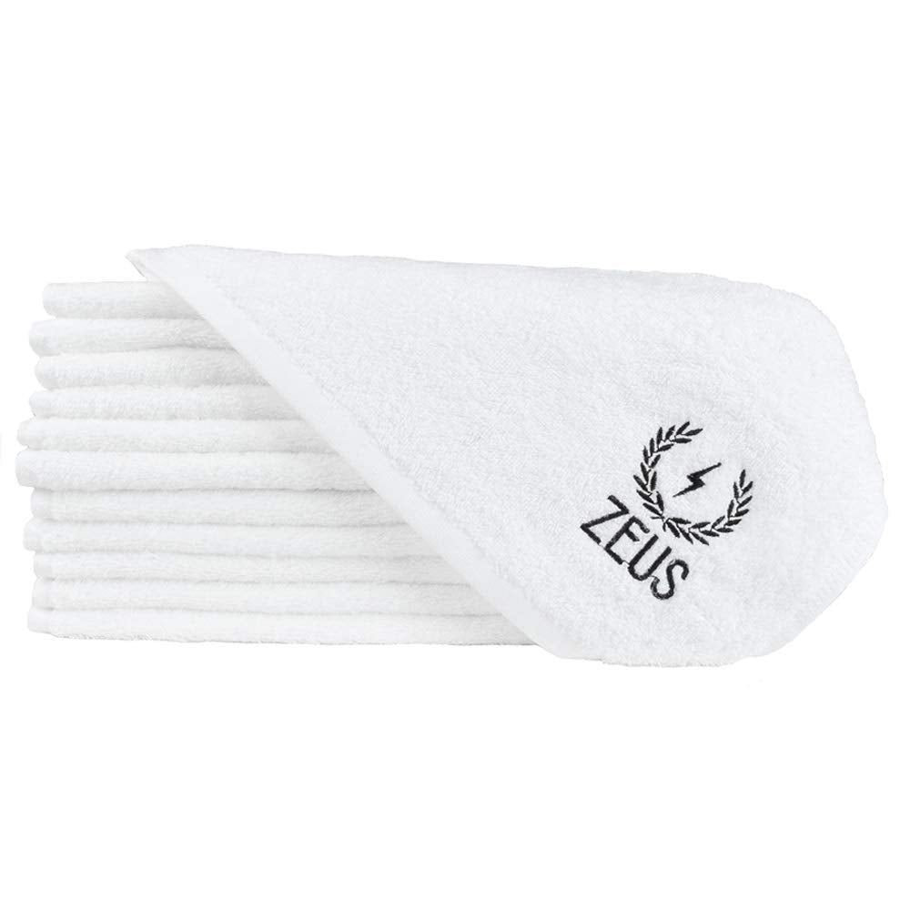 ZEUS Barbershop Steam Towels, 100% Cotton Spa & Barbershop Pre Shave Towels, Soft & Super Absorbent (White) 6 Pack