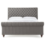 Steve Silver Swanson Tufted King Sleigh Bed in Gray