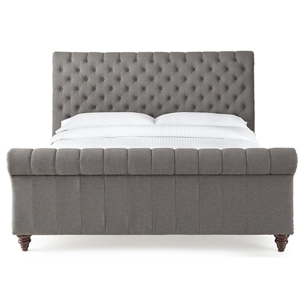 Steve Silver Swanson Tufted King Sleigh Bed in Gray