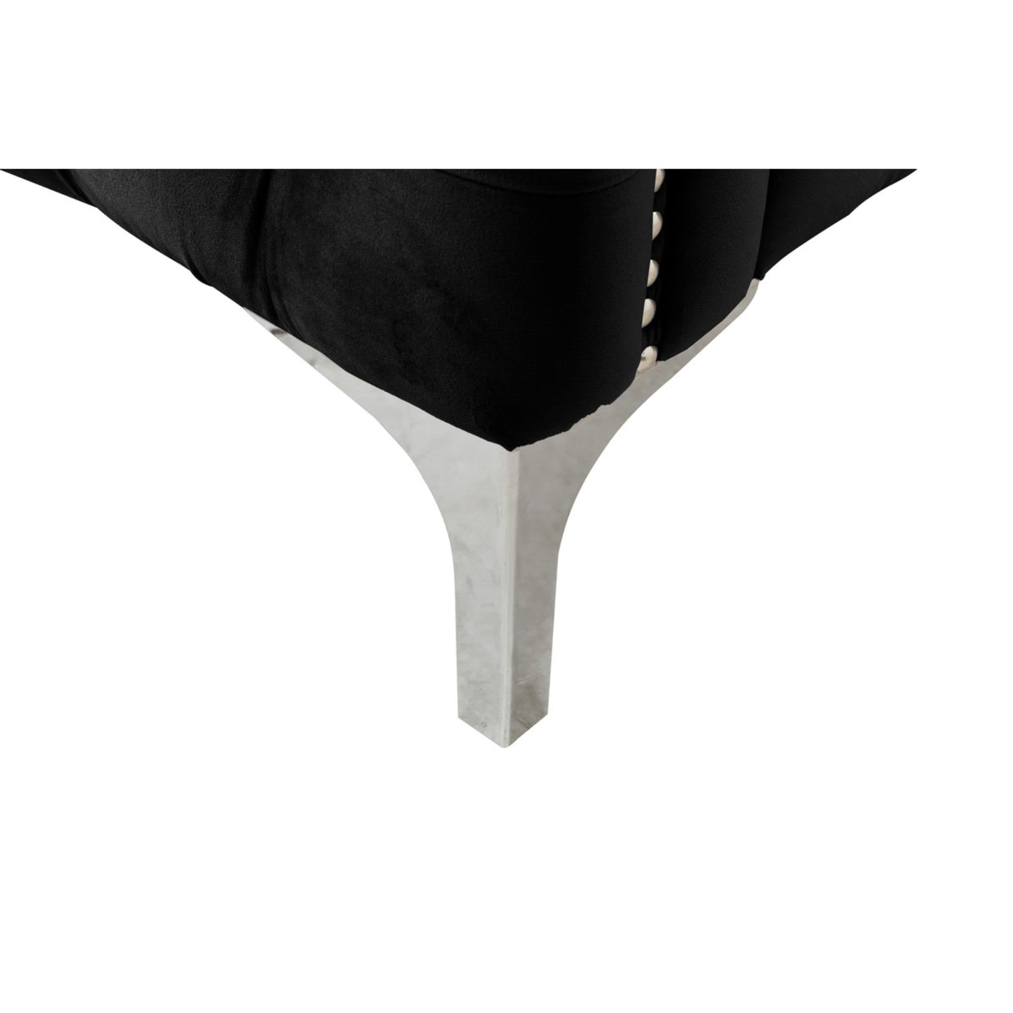 Lilola Home Bayberry Black Velvet Loveseat with 2 Pillows