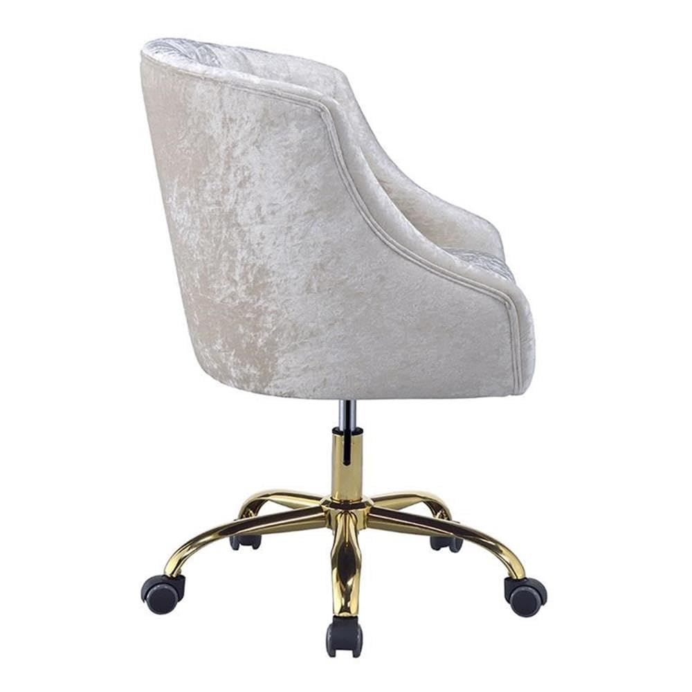 Acme Levian Tufted Velvet Upholstered Office Chair in Vintage Cream and Gold