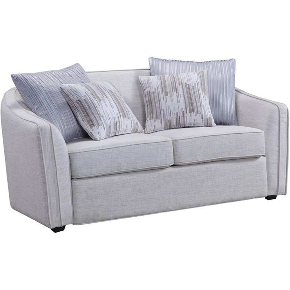 Acme Mahler II Loveseat with 4 Pillows in GrayLinen Fabric