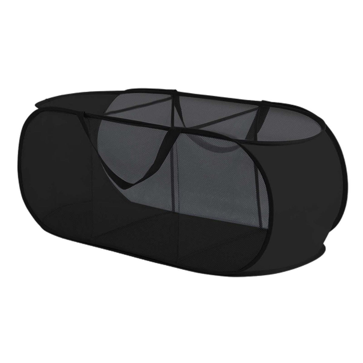 ZOOMELLA Foldable Laundry Basket Mesh Dirty Clothes Hamper for Dorm Bedroom Underwear 3 Grids Black|Hampers|Home & Garden