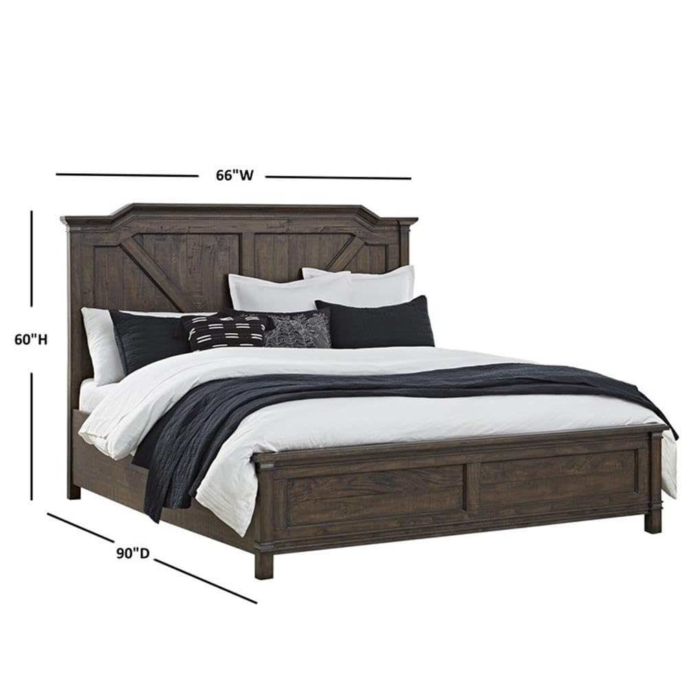 American Woodcrafters Farmwood Rustic Brown Wood Queen Panel Bed