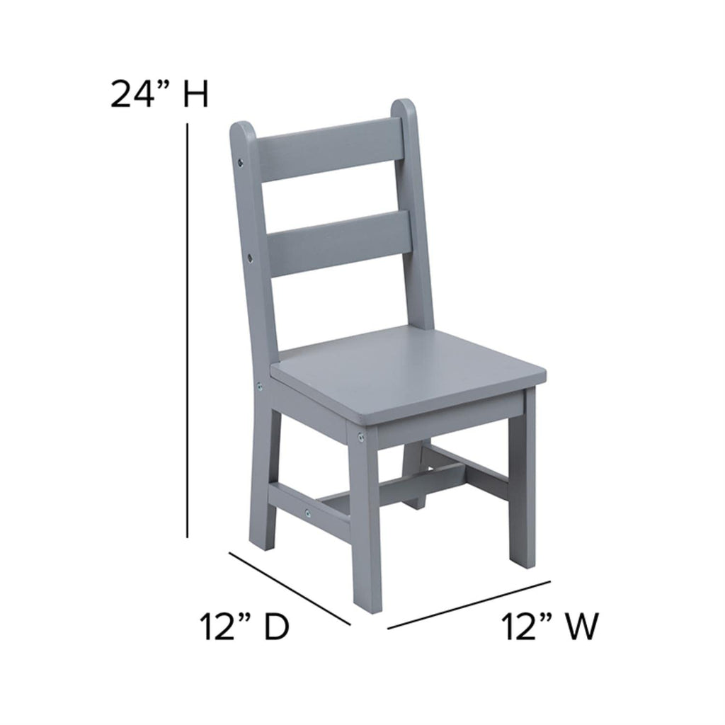 Flash Furniture Kyndl Kids Solid Hardwood Table and Chair Set for Playroom, Bedroom, Kitchen - 3 Piece Set - Gray