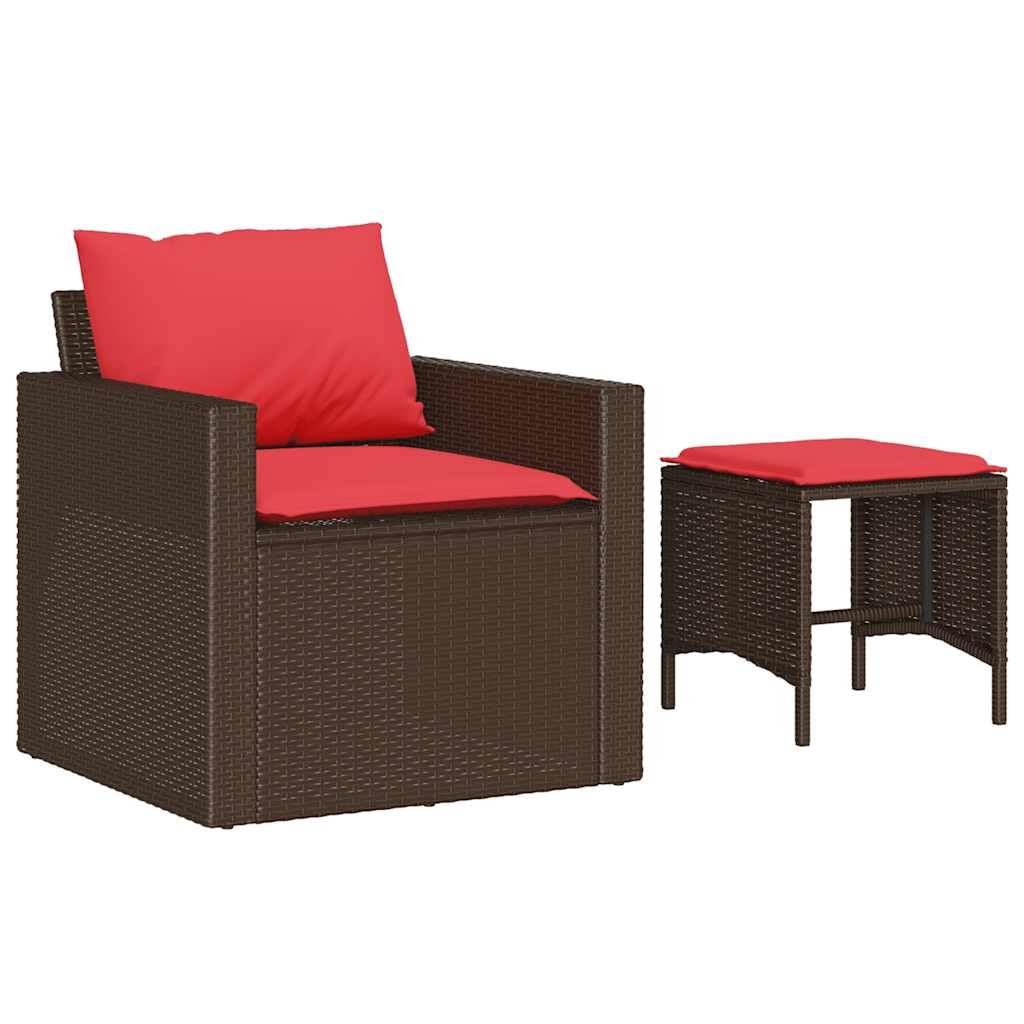 vidaXL 4 Piece Patio Sofa Set with Cushions - Brown PE Rattan, Modular Design, Sturdy Steel Frame, Outdoor Terrace and Deck Furniture