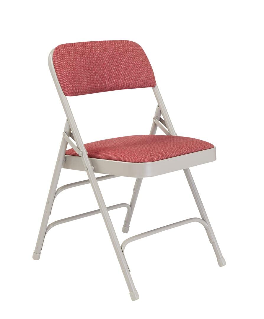 2300 Series Triple Strength Upholstered Folding Chair [Set of 4] Color: Cabernet/Gray Frame