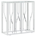 vidaXL Silver Stainless Steel and Tempered Glass Console Table - Modern Entryway/Couch/Sofa Side Table for Living Room, Bedroom, Hallway - Easy Assembly