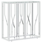 vidaXL Silver Stainless Steel and Tempered Glass Console Table - Modern Entryway/Couch/Sofa Side Table for Living Room, Bedroom, Hallway - Easy Assembly