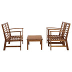 vidaXL Solid Acacia Wood Outdoor Lounge Set - Rustic Charm Patio Furniture Set with Table, Bench, and Two Chairs - Ideal for Garden, Terrace, Patio.