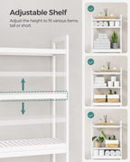 Songmics Over The Toilet Storage, 3-Tier Bamboo Over Toilet Bathroom Organizer With Adjustable Shelf, Fit Most Toilets, Space-Saving, Easy Assembly, White Ubts01Wt