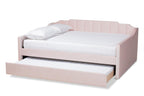 Baxton Studio Lennon Modern and Contemporary Pink Velvet Fabric Upholstered Queen Size Daybed with Trundle
